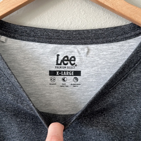 Lee Men's Long Sleeve Crewneck Tee Gray Stretchy Casual Premium Select XL - Picture 4 of 9